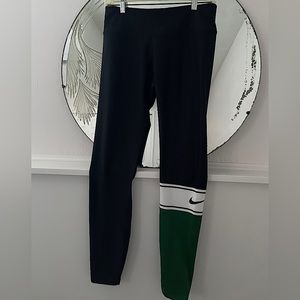Nike Dri-Fit Mid-Rise Leggings, Size Women’s Medium, Black/ White/ Green